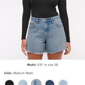 Abercrombie Curve Love High Rise Dad Shorts in Medium Wash